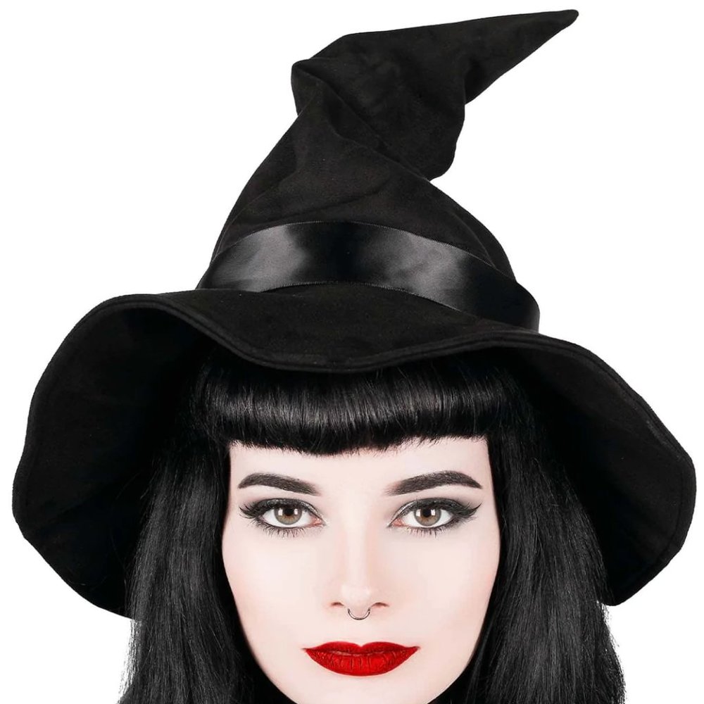 KILLSTAR  MYSTIC MAKER BRIM HAT Silver Crescent Moon Black Coven Witch's Hat